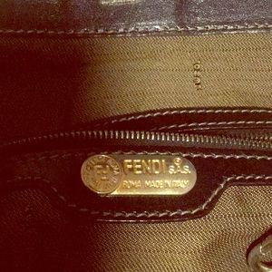 Auth FENDI Zucca Brown Black Canvas Leather Italy